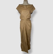 Proenza Schouler Women's Beige Rosa Off-shoulder Leather Dress Size 0