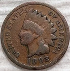 1892 US Indian Head Cent 1C Penny - G/VG - #10567