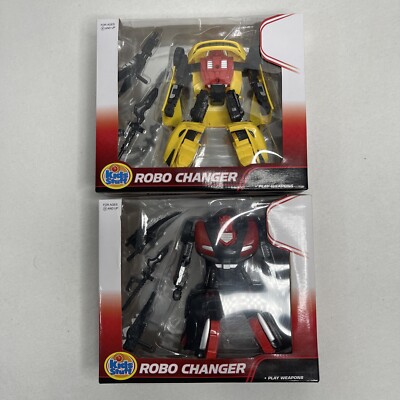 Kids Stuff Yellow/Red/Black Robo Changer Transforms from Robot to Car Toy 2-Pack