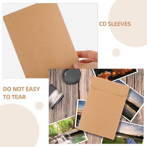 100 Pcs CD En Papier Kraft DVD Pochettes Porte-cd Enveloppes - Photo 6/12