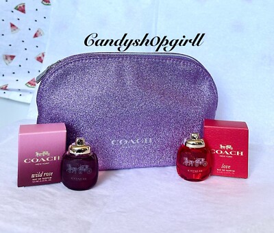 NEW 3PC COACH LOVE/WILD ROSE Eau De Parfum Mini Dabber 4.5ml