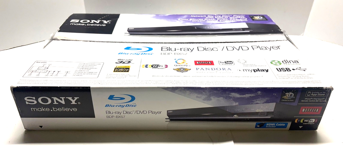 New Open Box Sony BDP-BX57 3D Blu-Ray & DVD Player Wi-Fi Streaming