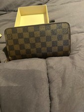 Louis Vuitton Damier Ebene Zippy Zip Around Long Wallet Purse Brown W/Box