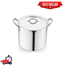 Mainstays 12Qt Stainless Steel Stock Pot with Lid, Silver, Induction Compatible