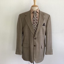Vtg Bert Pulitzer Tan Brown WindowPane Plaid 2 Button Notch Collar Sportcoat 42R