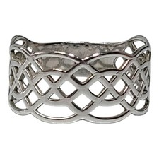 Sz 5.75 Wide 9mm Braided Openwork Sterling Silver 925 Hallmarked Band Ring