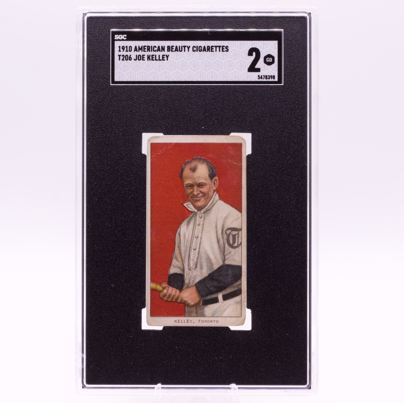 T206 Joe Kelley HOF SGC 2 GD Scarce American Beauty 350 Back Tobacco Card