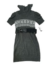 AB Studio Sweater Dress Size Mshort sleeve mini dress acrylic with belt 