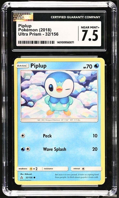 2018 Piplup 32/156 Pokemon TCG Card Ultra Prism Basic CGC 7.5 Near Mint+