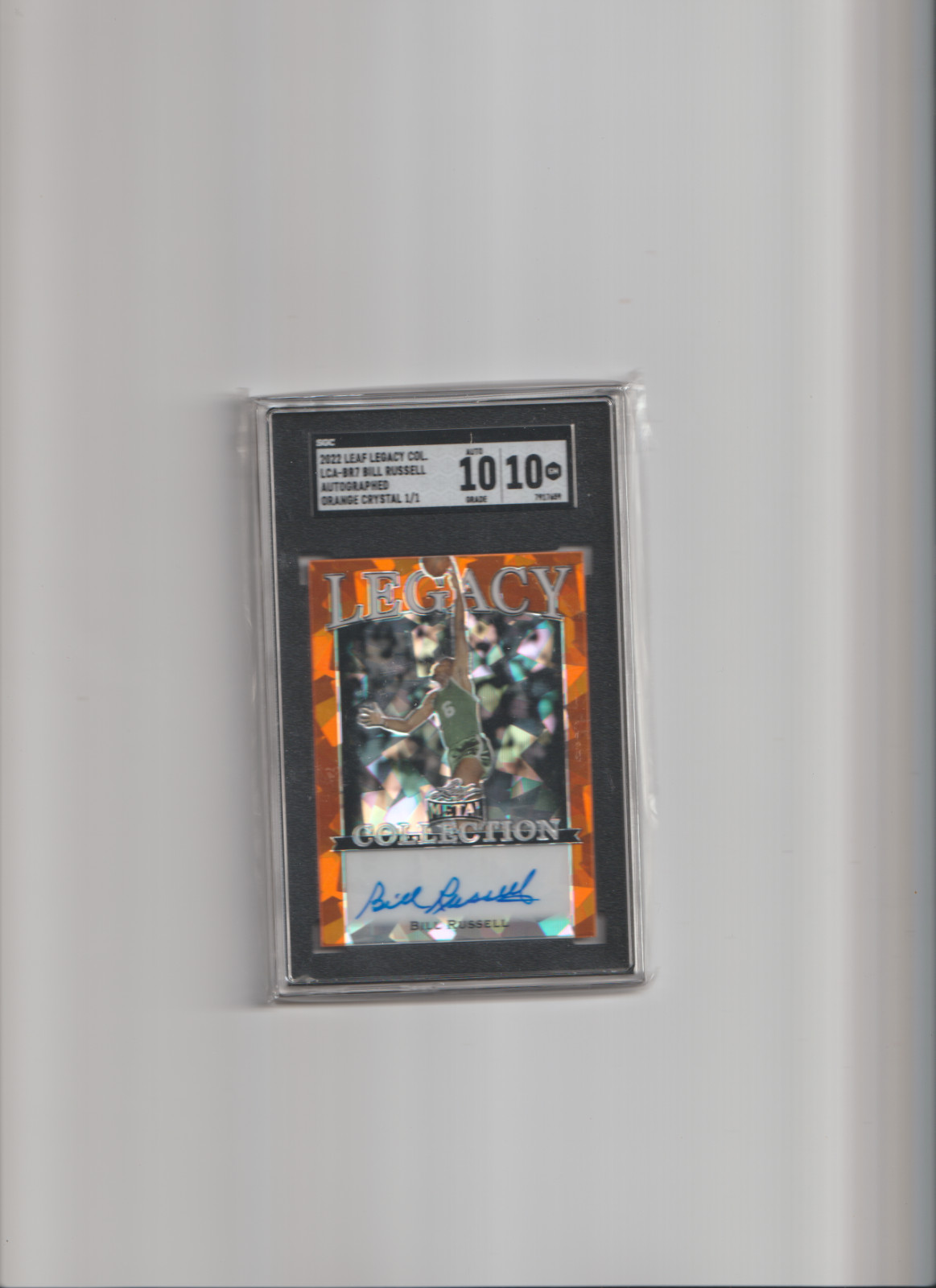 Bill Russell 2022 LEAF LEGACY  AUTO ORANGE CRYSTAL #D 1/1 SGC 10 10 AUTO EBAY A