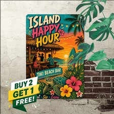 Tiki Bar Funny Tropical Lounge Metal Tin Sign Vintage Bar Decor Plaque 8x12