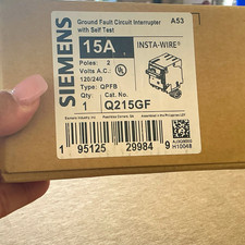 Siemens Q215GF 15A 2-Pole 120/240V GFCI Breaker Self Test Insta-Wire