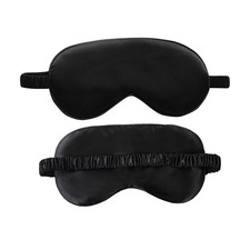 2 Pack Sleep Mask Silk Eye Cover for 1 Count Pack of 2 , Black
