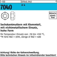 50Er Pack(Stk) 007040940000120000 Sechskantmutter Iso 7040 M.Klemmteil M 12 A 4