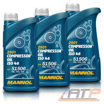 MANNOL 3x 1 L LITER COMPRESSOR OIL ISO 46 KOMPRESSORÖL KOMPRESSOR Öl KOMPRESSOR