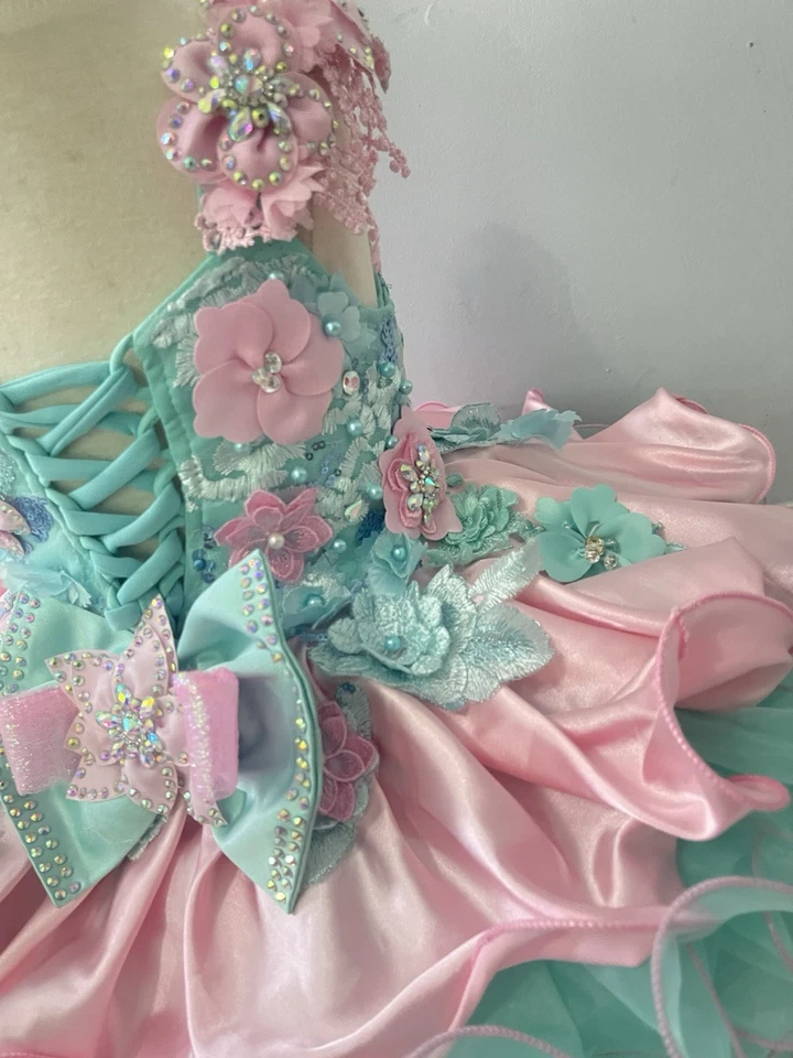 Vestido niña flor princesa desfile brillo cupcake cumpleaños niñas. Foto 3 de 4