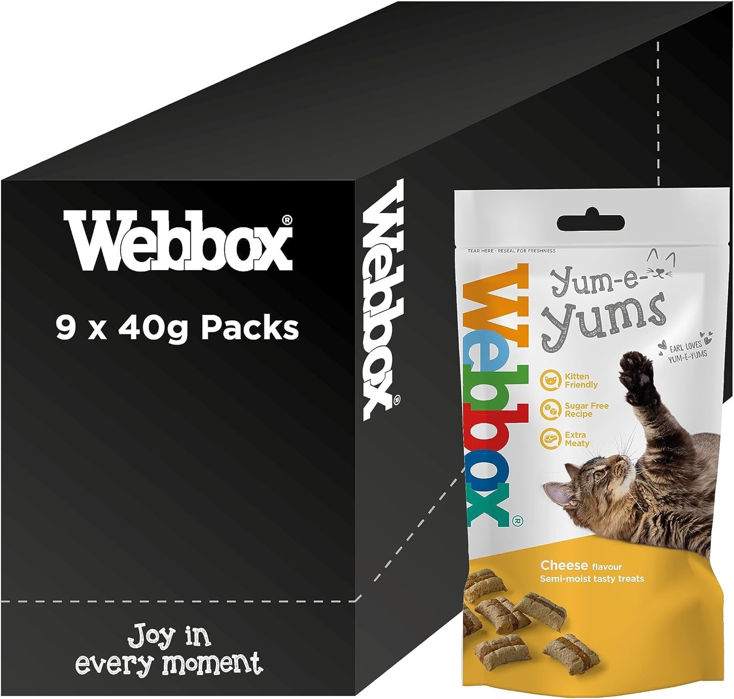 Webbox Yum-e-Yums Semi-Moist Cat Treats, Cheese - Kitten Friendly, Added Taurin