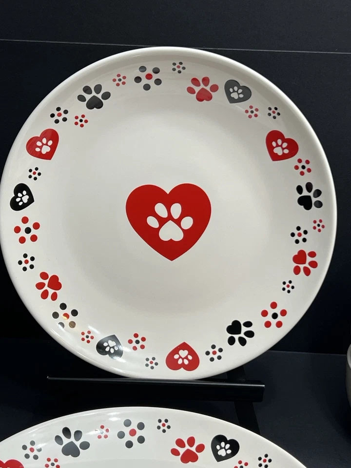 12 peças de louça Temp-tations não usadas PAWFETTI impressão de pata prato de salada de jantar tigela - Imagem 3 de 4