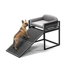 Dog Ramp Doggie Stairs with Seat Mate,Puppy Chair Get on High Bed Couch Offic...
