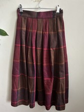 St Michael Wool Tartan Plaid Pleated Skirt Size 6/8 - 26 inch waist Vintage
