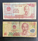 Vietnam 500 & 10000 Dong Banknote Polymer Money Currency Vietnamese