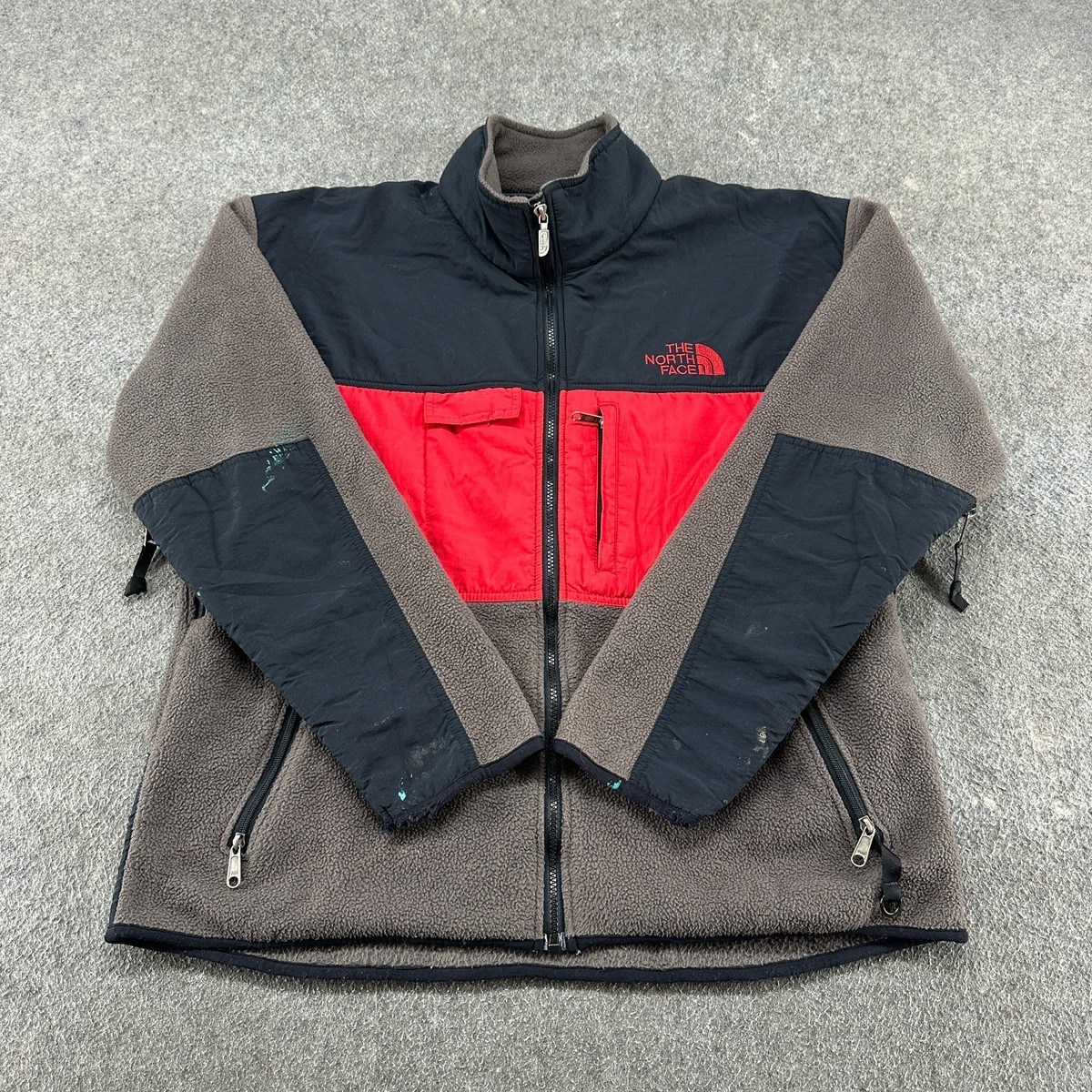 VINTAGE North Face Jacket Mens XL Brown Red Black Denali Fleece