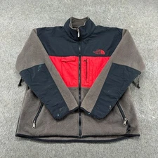 VINTAGE North Face Jacket Mens XL Brown Red Black Denali Fleece Steep Tech 90s