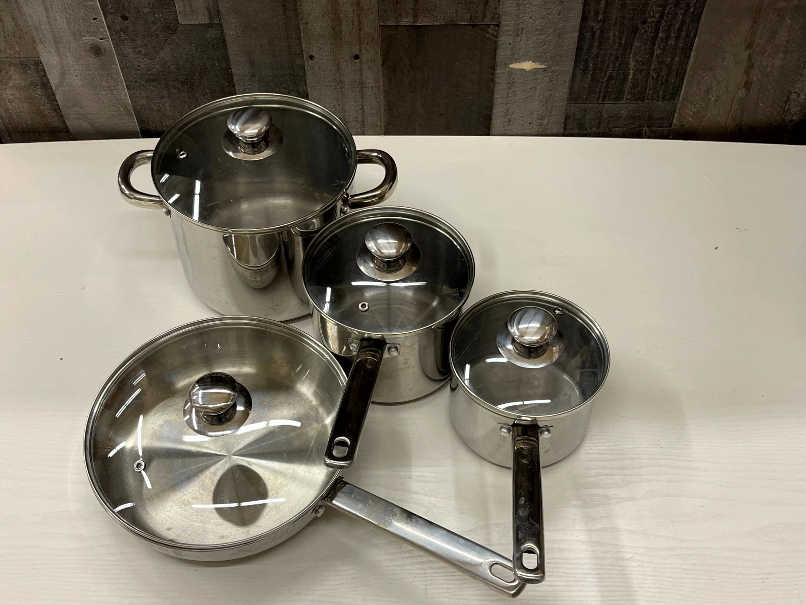 Tools of the Trade 4-Piece Stainless Steel Saucepan Stockpot & Frying Pan Set