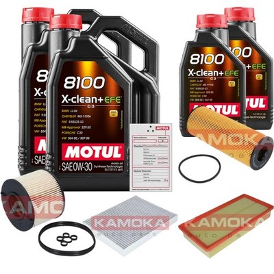 KAMOKA Inspektionspaket 12L MOTUL 8100 X-CLEAN 0W-30 für VW Touareg 3.0 V6 TDI
