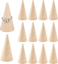 Wood Cone Ring Display Stand Holder, Natural 20 Pack Vertical Shaped