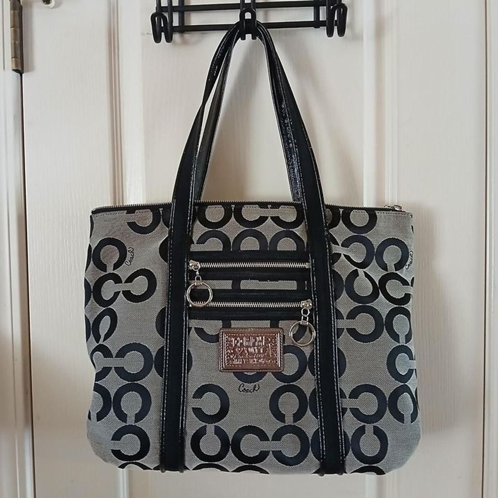 Vintage 2000s Y2K Coach Black/Gray Poppy Tote Shoulde… - Gem
