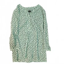 Talbots Woman Tunic Top Women's  M Blue Geometric Preppy Coastal Beach