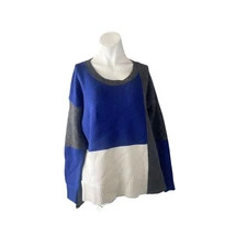 Athleta Derek lamb IOC Cashmere sweater Color Block Blue Size XS Long Sleeve