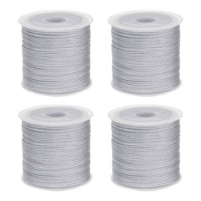 4 Rolls Nylon String Cord 45 Yards 0.8mm Nylon Cord Beading, Silver Gray