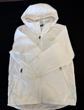 North Face Youth Junior Hooded White Dune WindWall Full Zip Rain Jacket M 10/12