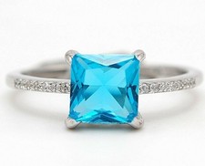 3CT Blue Topaz Topaz 925 Sterling Silver Ring Jewelry Sz 8 UB4-5