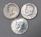40% SILVER KENNDY HALF DOLLARS - LOT OF 3 - CIRCULATED - FREE SHIPPING
