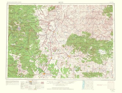 Topographical Map - Bend Oregon Quad - USGS 1964 - Vintage Wall Art