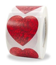 1 Roll 500 pcs Red Heart Stickers 1 in / 25 mm Brand New