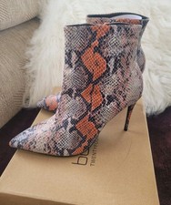 Size 7 Boots Boohoo Mixed Orange Pointed Toe Shoe Boot Stiletto Heels Zipped New