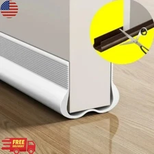 Under Door Bottom Seal Strip Stopper Adjustable Twin Door Draft Guard Soundproof