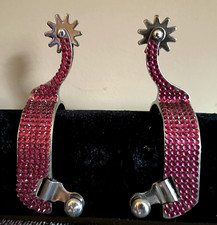 Western Saddle PINK Crystal Rhinestone Adult Horse Show Spurs w/ Bling