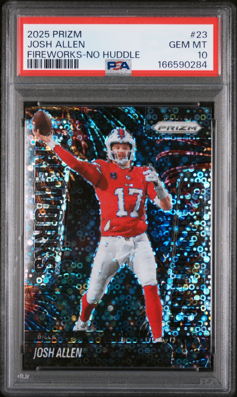 2025 PANINI PRIZM FIREWORKS NO HUDDLE #23 JOSH ALLEN PSA 10 view 1