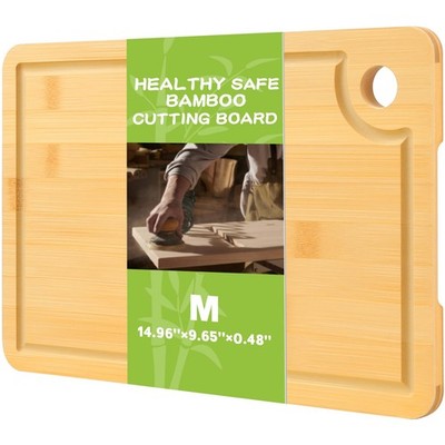 Bamboo Cutting Boards for Kitchen 14.9'' x 9.6'', Reversible Wood Cutting Board...