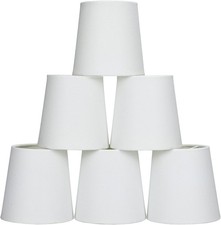 Clip-on Chandelier Lamp Shades,Set of 6,Small Barrel,5,2" 4" H5,2" White NEW
