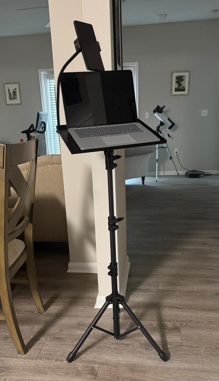 Tripod, Laptop Tripod Stand Height Adjustable With Phone Holder
