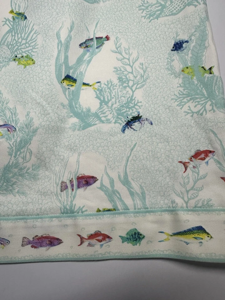 LEGGIADRO Blanco Azul Pez Tropical Clásico Lápiz Rodilla Falda Talla 8 Foto 2 de 4