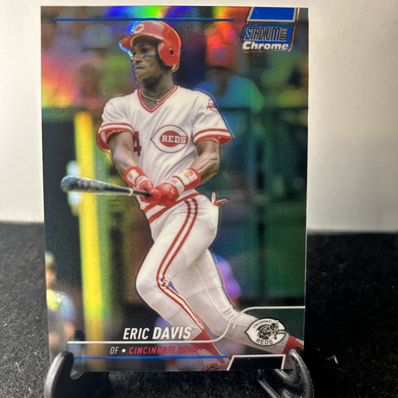2022 Stadium Club Chrome Eric Davis Blue Refractor 146/199 Reds