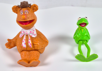 Vintage 1978 Muppet Toy Figures - Kermit The Frog & Fozzie Bear Ha