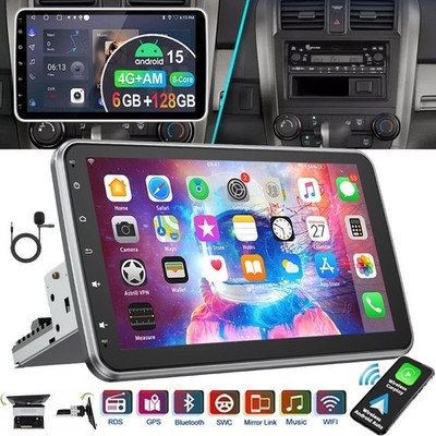 DAB+ 6+128GB Autoradio Android 15 Carplay 1 DIN 360° Drehbar Bildschirm GPS Navi